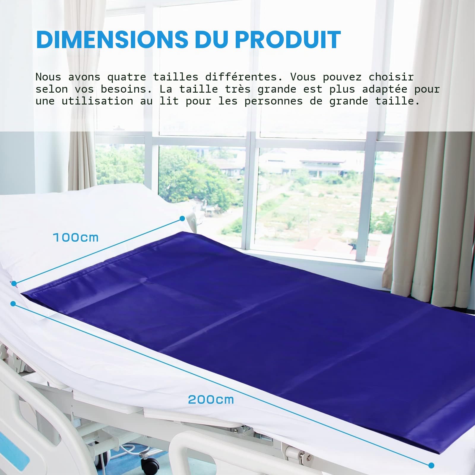 [LOSCHEN] Drap de glissement Bâche coulissante tubulaire pour le transfert des patients, feuille coulissante pour aider au transfert des personnes âgées (100x200cm（39“x79”）, Dunkelblau)