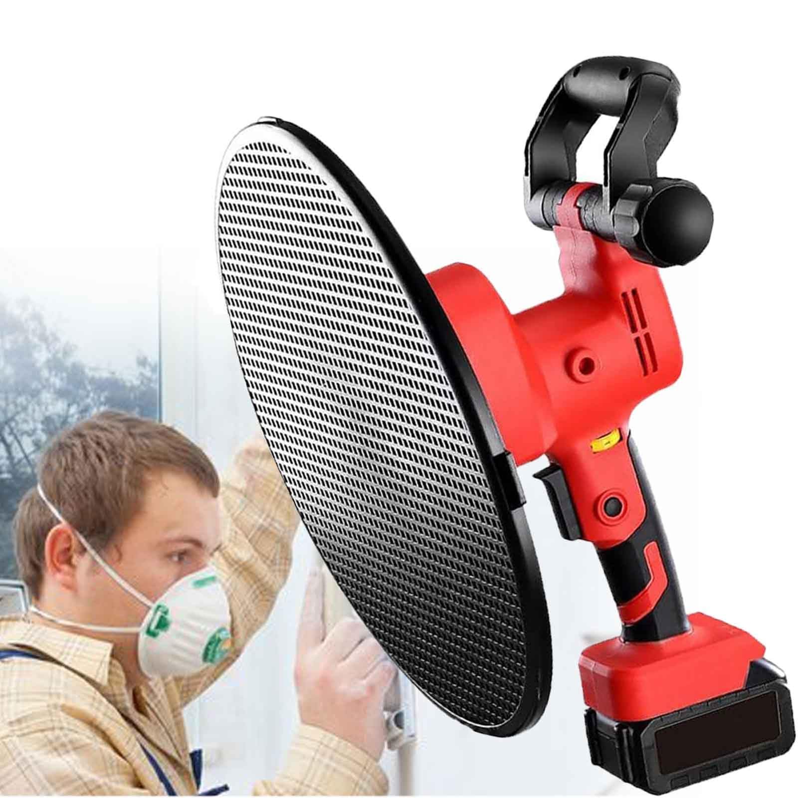 Lijadora eléctrica para paneles de yeso, lijadora de pared de velocidad variable de 1680 W, 200 r/min para techo, pared, cemento, mortero, tierra, con disipación de calor porosa y disco adhesivo