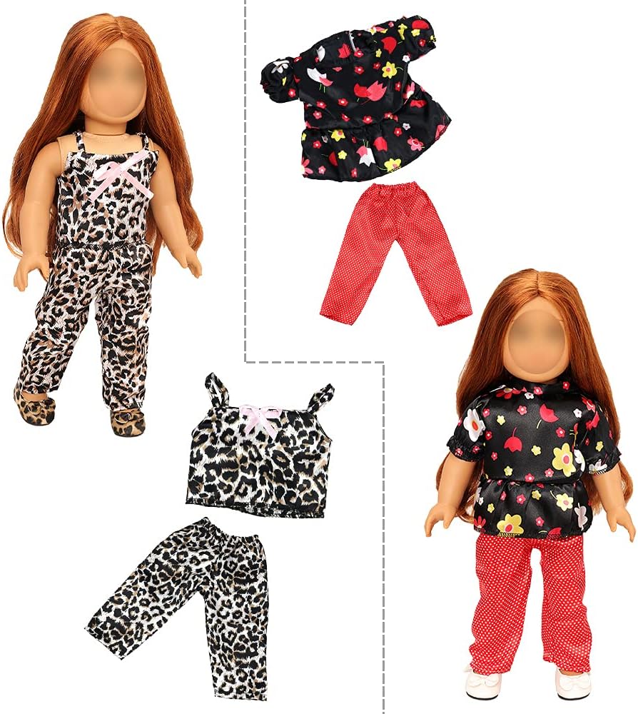 BARWA 10 Sets 18 Inch Doll Clothes 5 Sets Clothes Outfits and 5 Sets Dress Compatible with 18 Inch Dolls Xmas Gift (Blue)