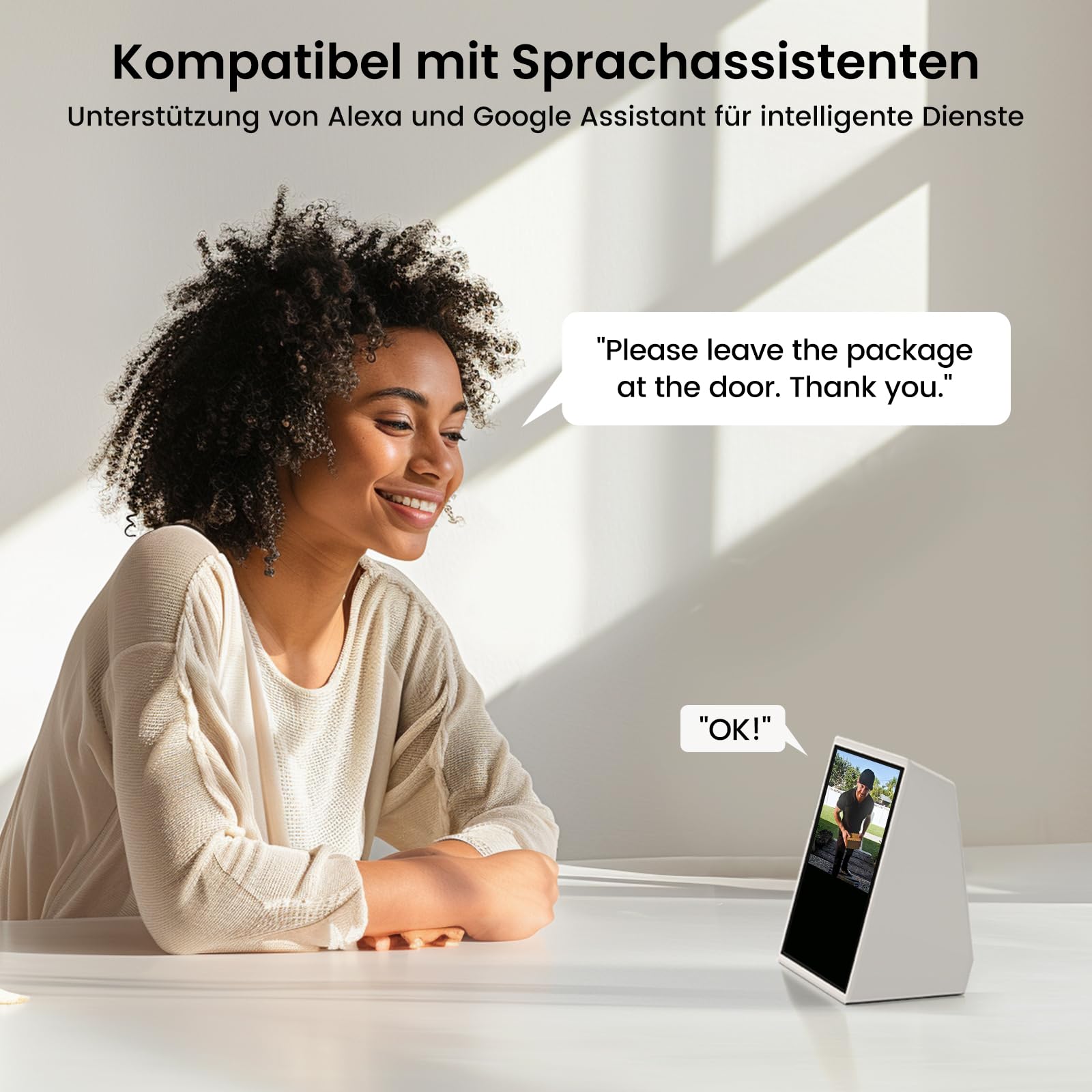 aosu 2K HD Türklingel mit Kamera Kabellos, Smarte Video Türklingel mit Gong, 170° Weitwinkel, PIR-Bewegungserkennung und Paketdetektion, Nachtsicht, 2-Wege-Audio, 2,4GHz WLAN, Kompatibel mit Alexa