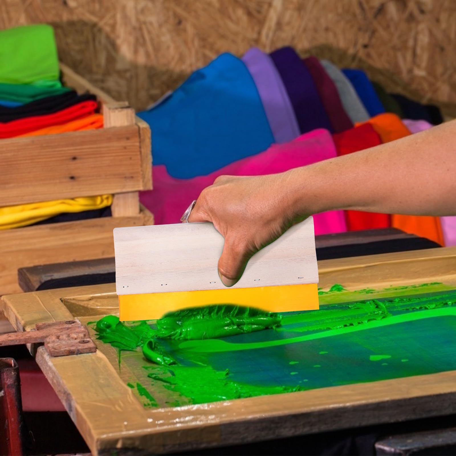 Siebdruck Satz für Siebdruckrahmen, Holzstab und Folie | Kunststoff Schaber, Abdeckband und Transparente Tintenstrahlfolie, für Schuluniformen, Stoffe und Selbstgemacht Muster