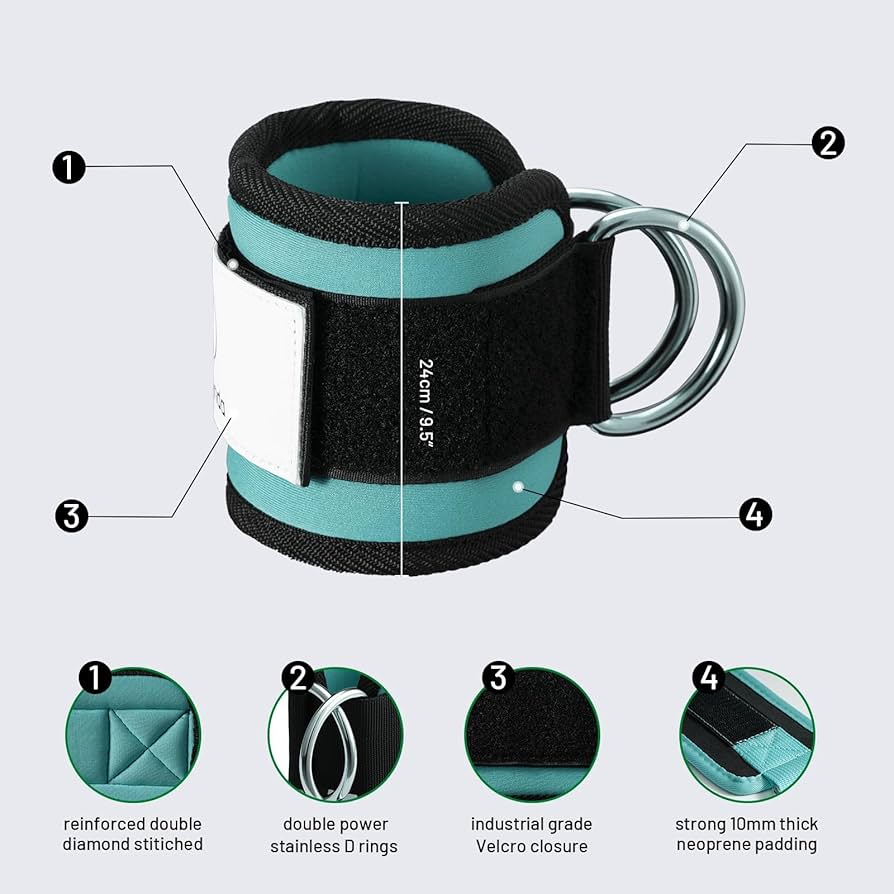 Slim Panda Ankle Strap For Cable Machine,Ankle Cuff For Kickbacks, Booty Hip Abductors,Glute Workouts, Leg Extensions, Curls For Men And Women, Adjustable With Double D-Rings - Color Black - Nombre De Estilo