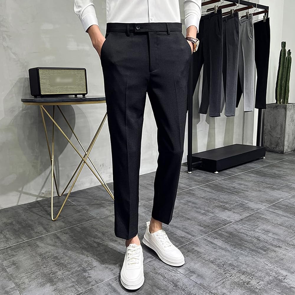 Tapered Suit Pants For Men Men's Cropped Suit Pants Stretch Skinny