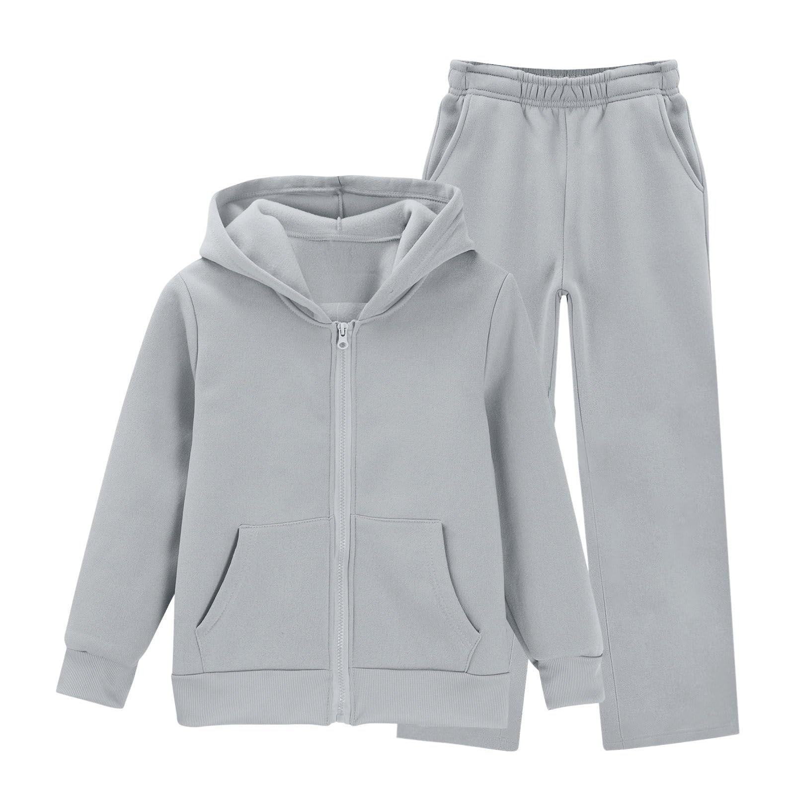 Conjunto deportivo de 2 piezas para niñas, sudadera con cremallera y pantalones deportivos de manga larga con capucha y pantalones deportivos cómodos
