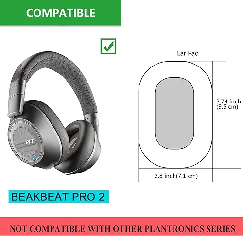 Miniatura 2 de BackBeat Pro 2 - Almohadillas para oídos, funda de repuesto de piel proteica y espuma viscoelástica para auriculares Plantronics BackBeat Pro 2.0