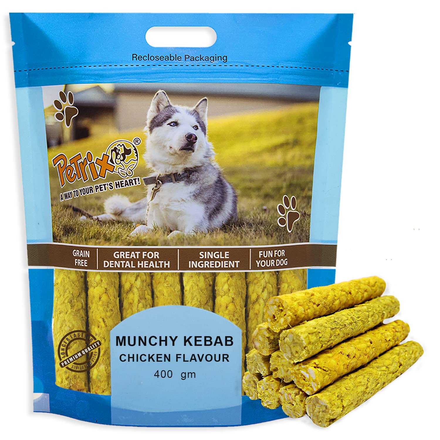 Petrix Chicken Flavored Munchy Kebab Sticks-400g, Dog Chew Rolls, for Healthy Teeth and Gums | All Life Stages & All Breeds-Dog Treats (B0BNB8DWZW) Amazon Price History, Amazon Price Tracker
