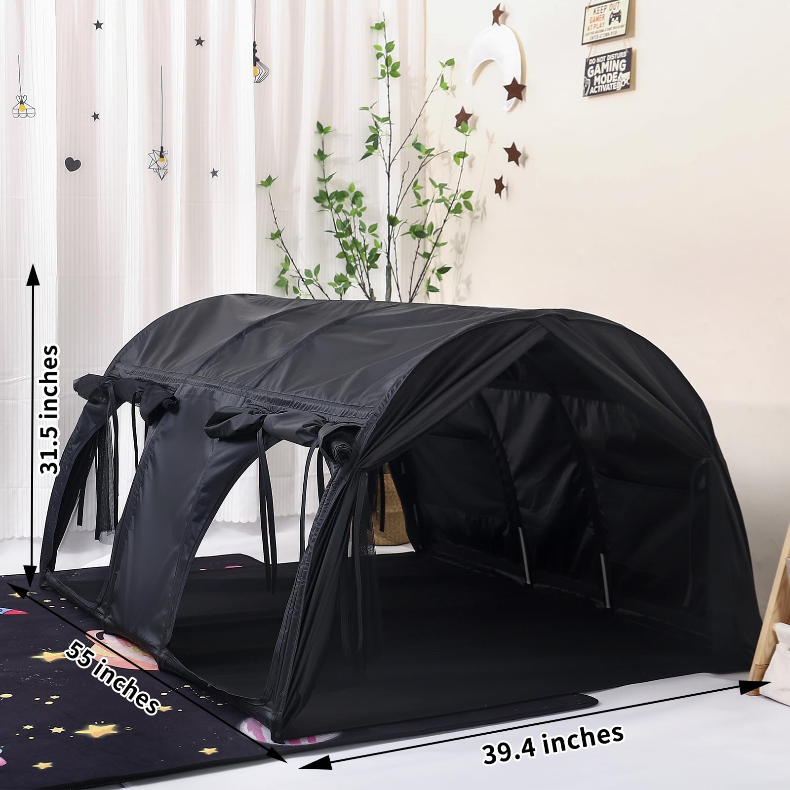 Sensory Bed Tent for Kids, Lucky Castle Black-Out Bed Tent for Children with Autism, ADHD, SPD- Calm Down Corner Helps Kids Relax, Reduce Anxiety & Improve Focus- PlayTent with Door & Window