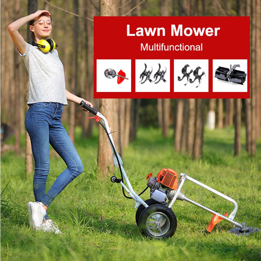 Motozappa da giardino a benzina, motozappatrice da giardino, coltivatore motozappa portatile 52CC motore a 4 tempi da 1,65 kW benzina giardino e prato scavo rimozione delle erbacce e coltivazione