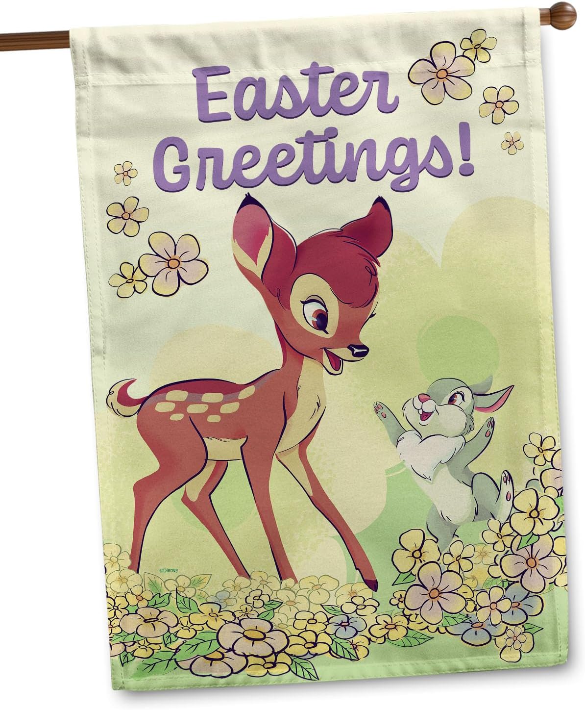 Flagology, Disney Bambi Thumper Easter Greetings – House Flag 28" x 40", Outdoor Flag, Exclusive Premium Fabric, Officially Licensed Disney, Easter Decorations, Spring Décor