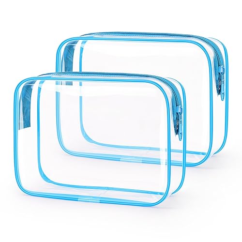 Miniatura 1 de Wedama Bolsa de aseo aprobada por la TSA, 2 bolsas de cosméticos con cremallera, accesorios de viaje de aeropuerto, bolsas de maquillaje de PVC para