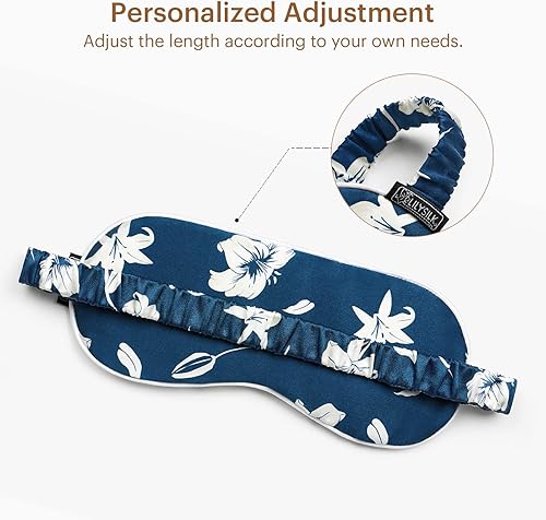 Miniatura 4 de LILYSILK Máscara para dormir 100% seda, suave y agradable al tacto, antifaz para dormir con banda elástica, exquisito estampado de lirio para