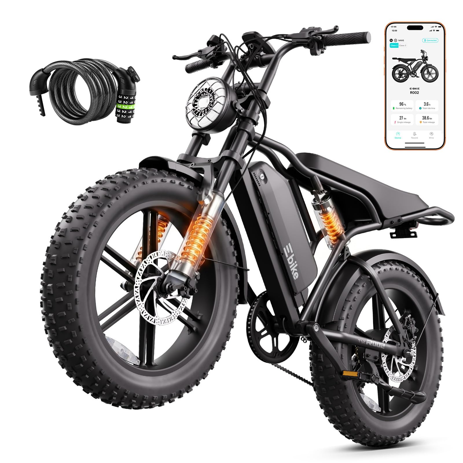 TS TST GRP LLC lectric Bike for Adults,Peak 1500W Motor Retro Ebike,20"x 4.0" Fat Tire E Bike,48V 15Ah Removable Battery,Dual Suspension,for City Commuting,Mountain