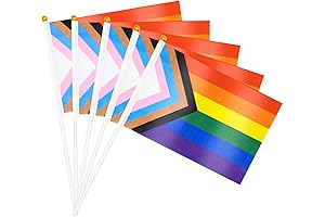 20 Pack Progress Pride Hand Flag Stick