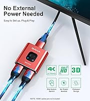 Vista 5 de GANA - Conmutador HDMI de aluminio bidireccional, con capacidad de 4k a 60 hercios y salida divisora de 2 en 1, hub HDMI HD manual apto para Xbox