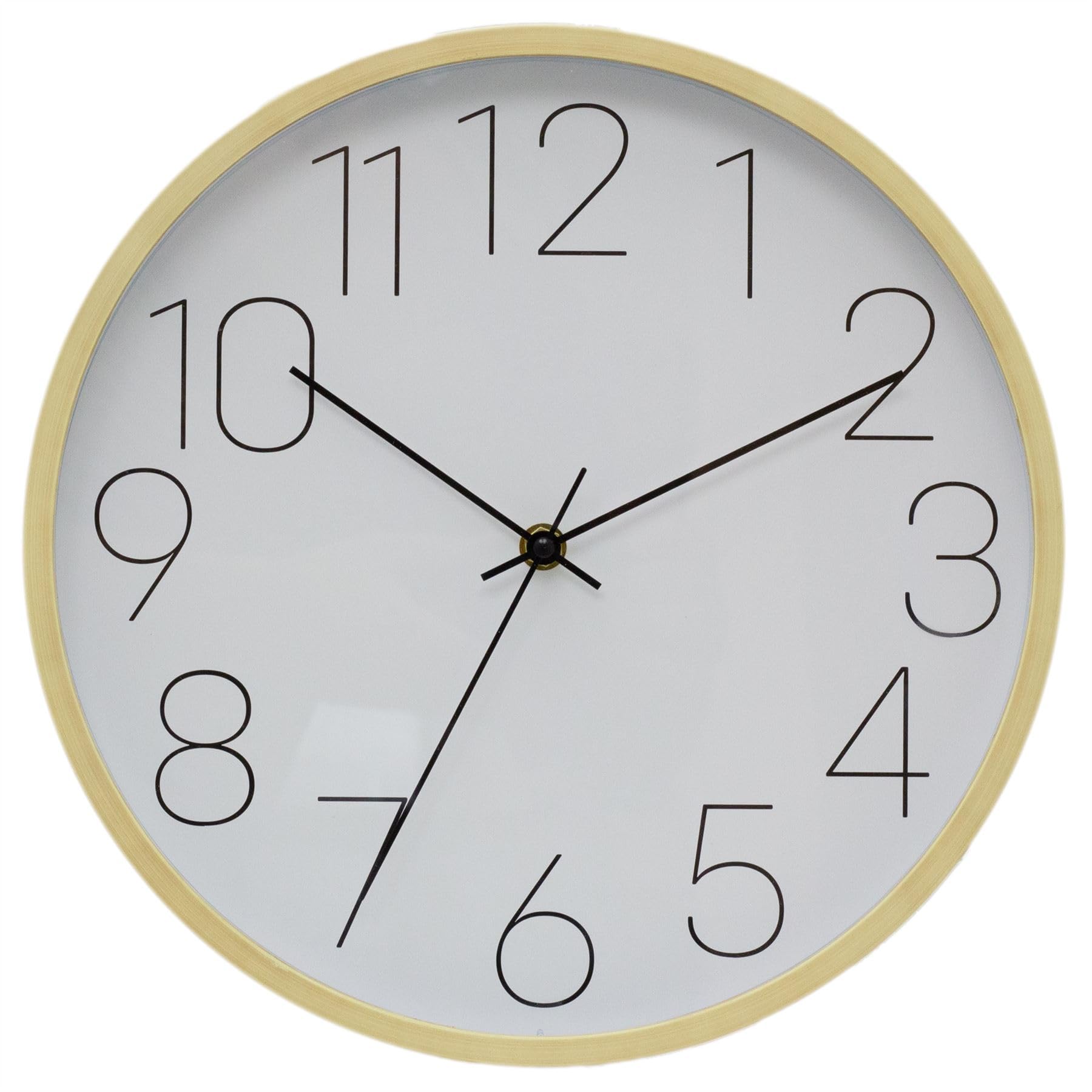 Carousel Home White 30Cm Minimalist Round Wall Clock With Wood-Effect Frame | Modern Timepiece For Home Or Office With Quartz Movement | Face Decorative Clock