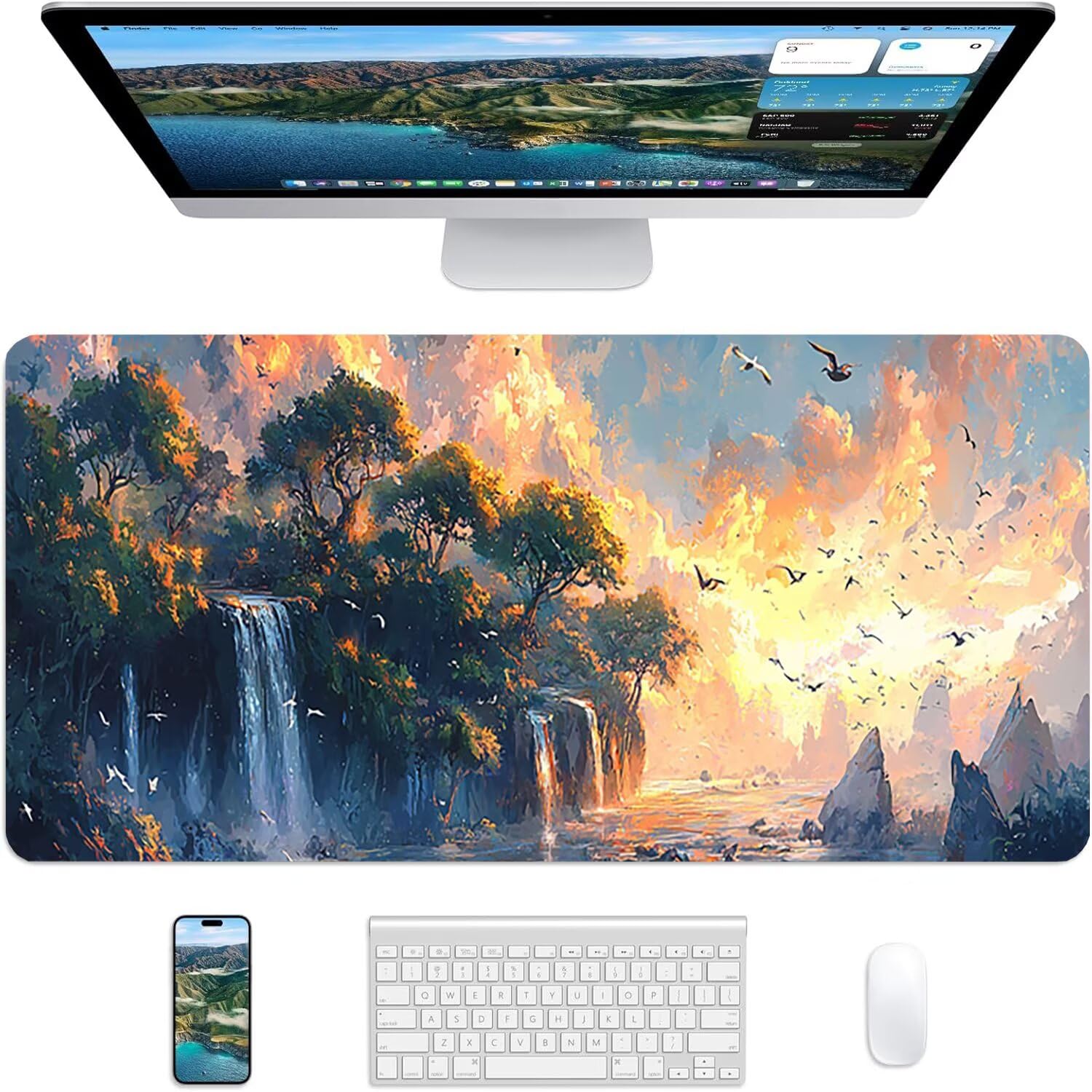 Generico Lejnlnng Tappetino Mouse Gaming XXL -160x80cm - Tramonto Tappetino Scrivania Grande, Mare Impermeabile Tappeto Mouse con Base in Gomma Antiscivolo, Mousepad XXL per Gaming e Ufficio JL-8164