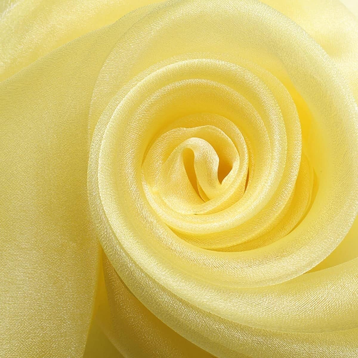 organza, Tul de tela organza, transparente for decoración fiesta boda nupcial(Yellow)