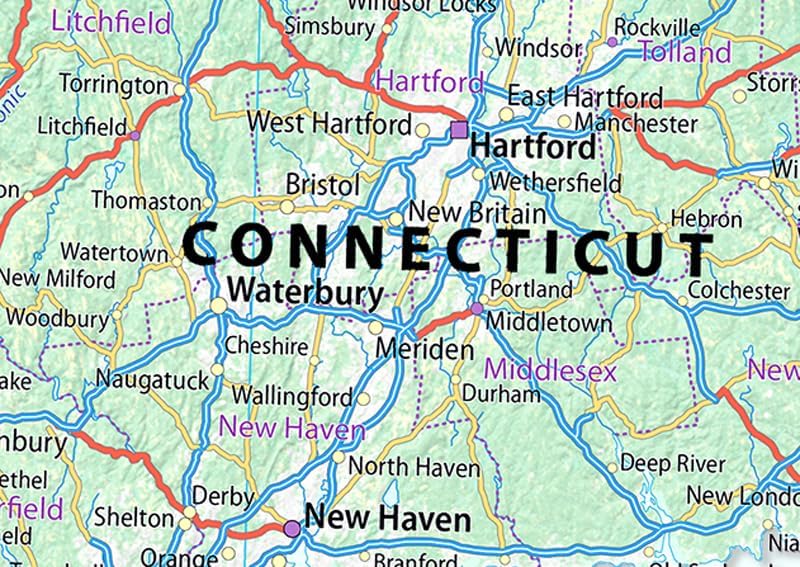 Miniatura 5 de Póster de Connecticut, Massachusetts, Vermont, New Hampshire, Rhode Island (Nueva Inglaterra) - 15.3 x 23.6 pulgadas - Papel laminado