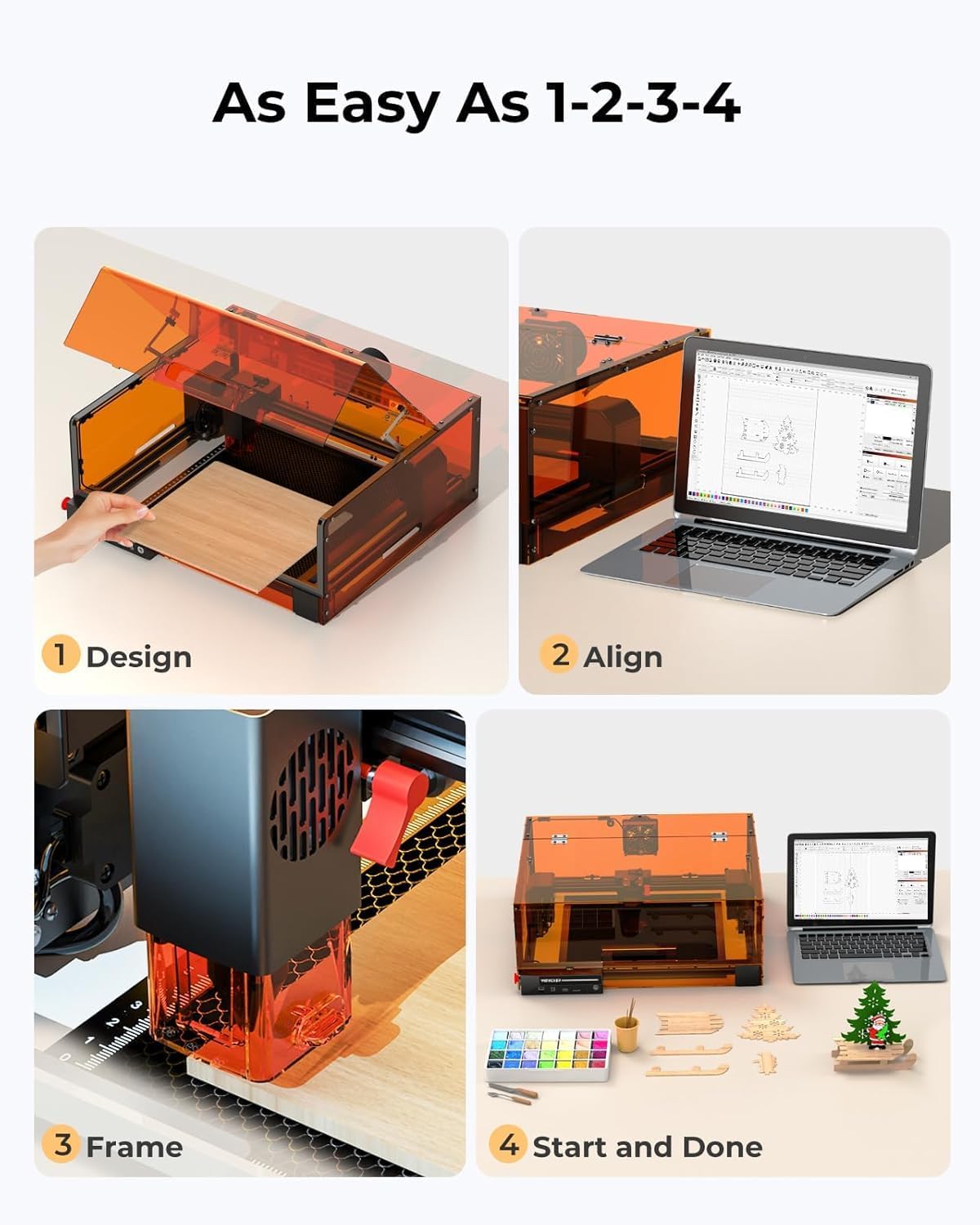 Laser Engraving Machine, Woxcker L2 MAX 5.5W Enclosure Laser Engraver, 300x300mm Bed Size 0.01mm High Precision Laser Engraving and Cutting for Wood Leather Glass Acrylic (Class 1 Laser 5500mW)