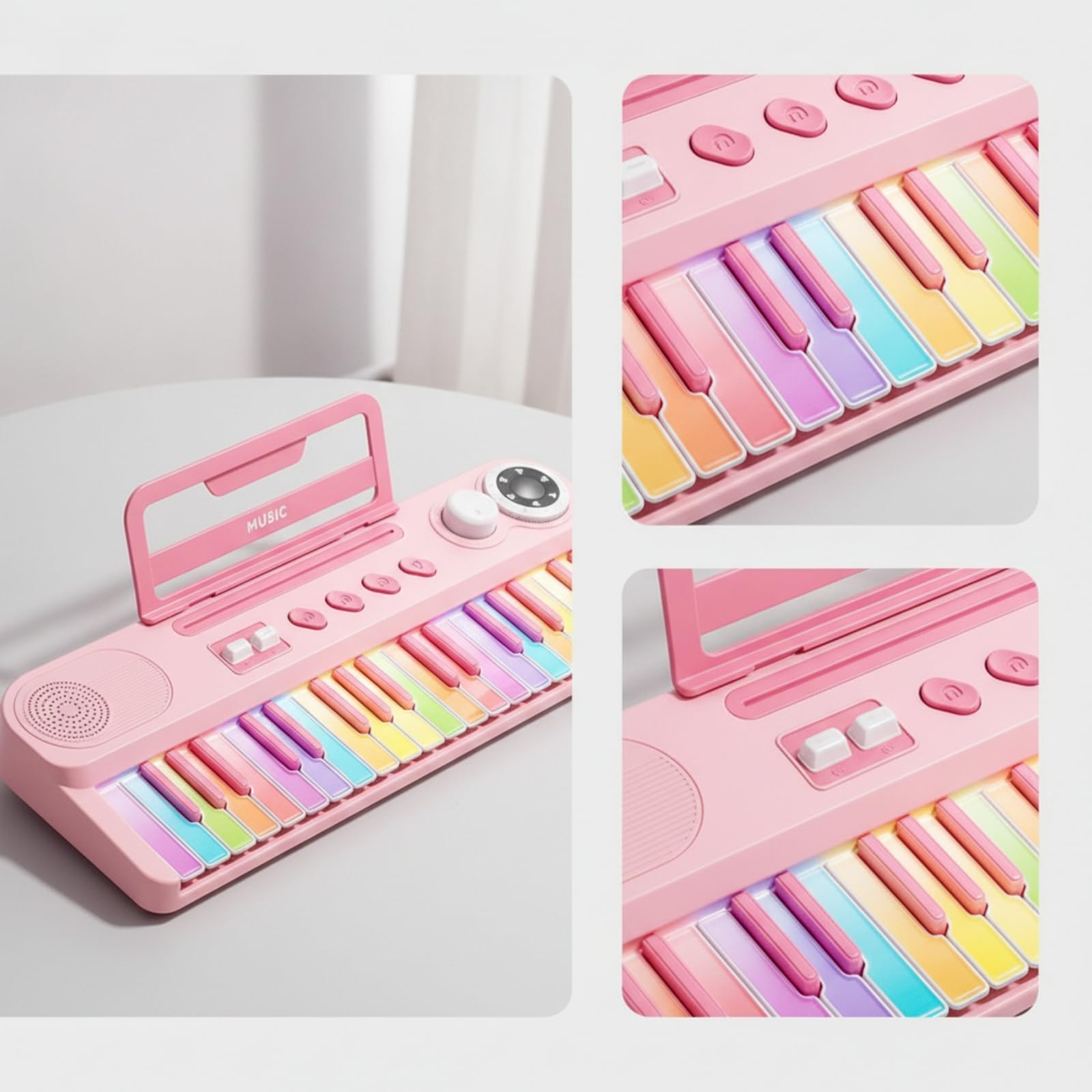 Piano Électronique Support Éducatif | Pile Rechargeable Intégrée, Clavier Musical Tches Lumineuses, Multifonction, J, pr, Débutan