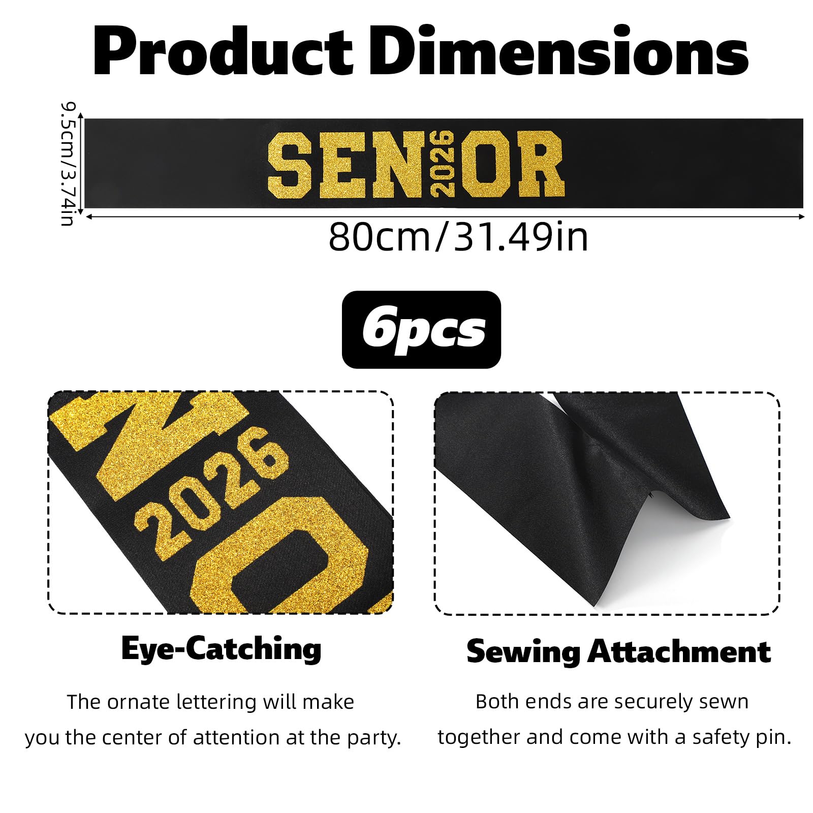 PEUTIER 6pcs Senior 2026 Sashes - Image 2