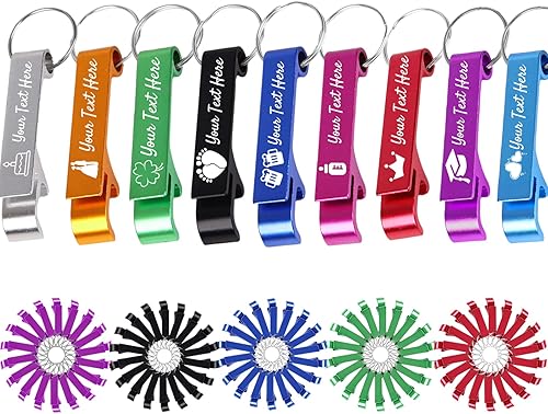 10 llaveros personalizados para abridor de botellas a granel con logotipo de texto, recuerdos de boda personalizados para invitados, abridores de