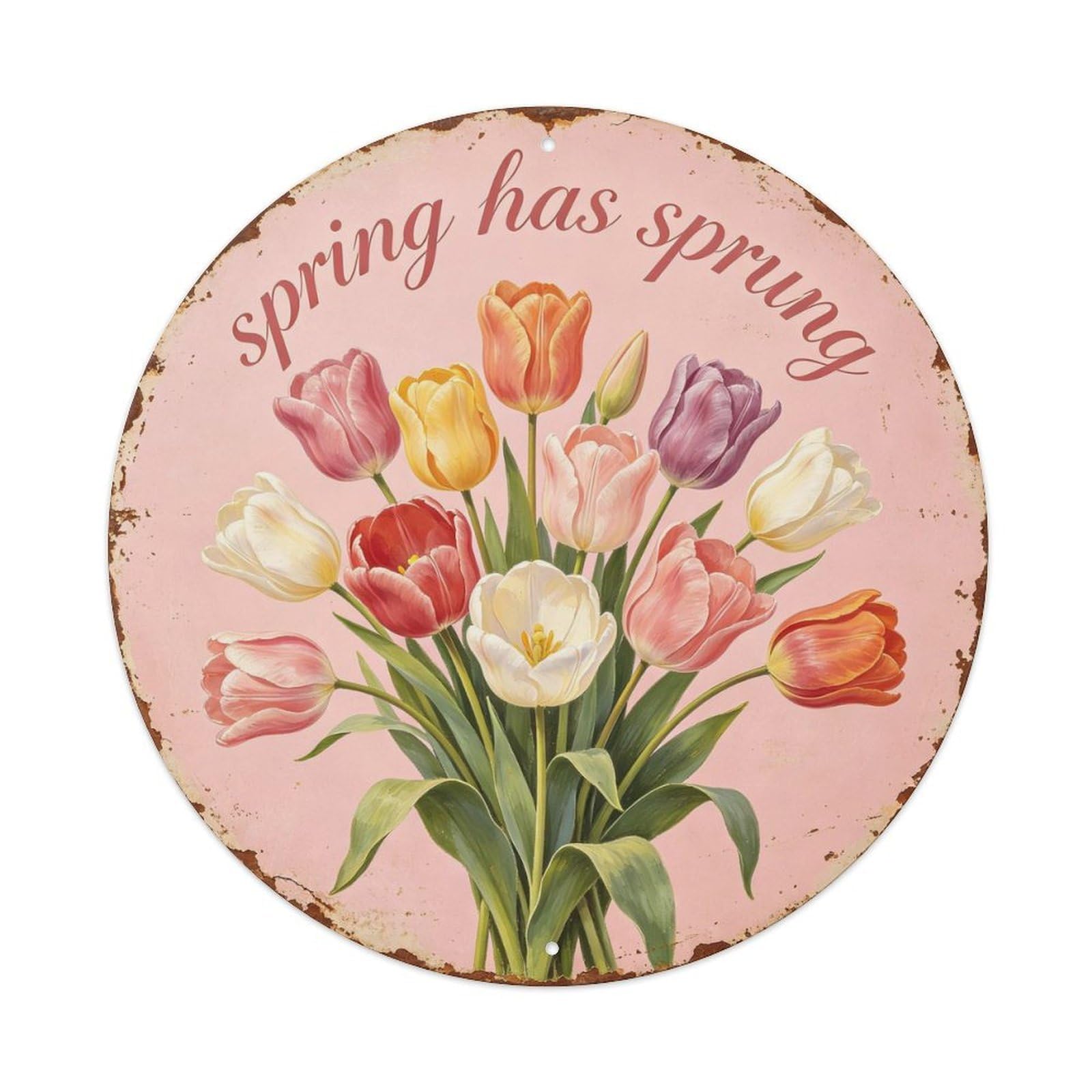 Vintage_tulip_garden Metal Tin Sign Plaque