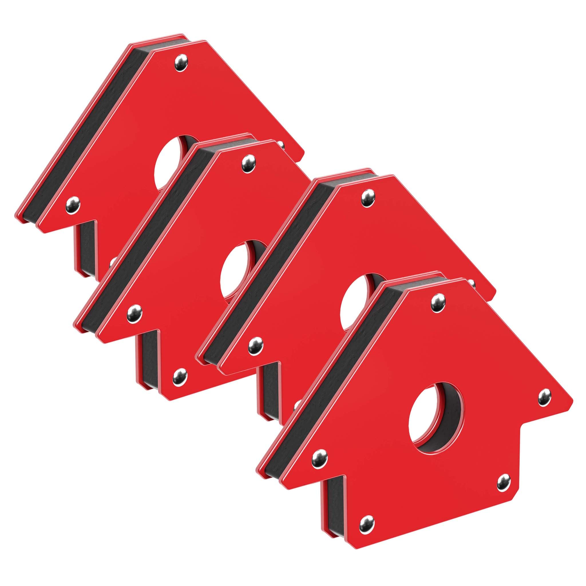Wiltec Set de 4 escuadras magnéticas para soldar 20 kg de sujeción 150 x 102 x 16 mm imán de soldadura en ángulos de 45°, 90° y 135° ligeras y compactas