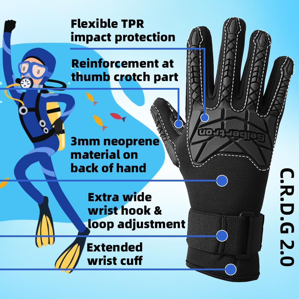 Seibertron Brevettato C.R.D.G 1.0 Guanti da Immersione aramide antitaglio Resistenti alla Perforazione