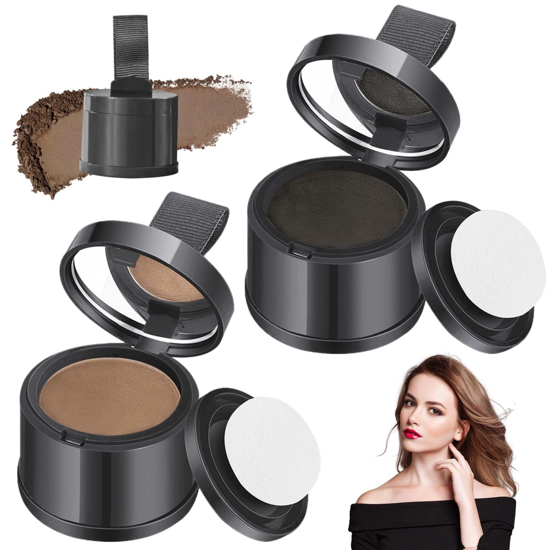 Hair Mascaras Root Touch Ups Hairline Powder 2Pcs Magic Root Cover Up Black ＆ Light Coffee Hair Volume Powder Sweatproof Hairline Powder for Women Men Instantly Conceals Hair Loss