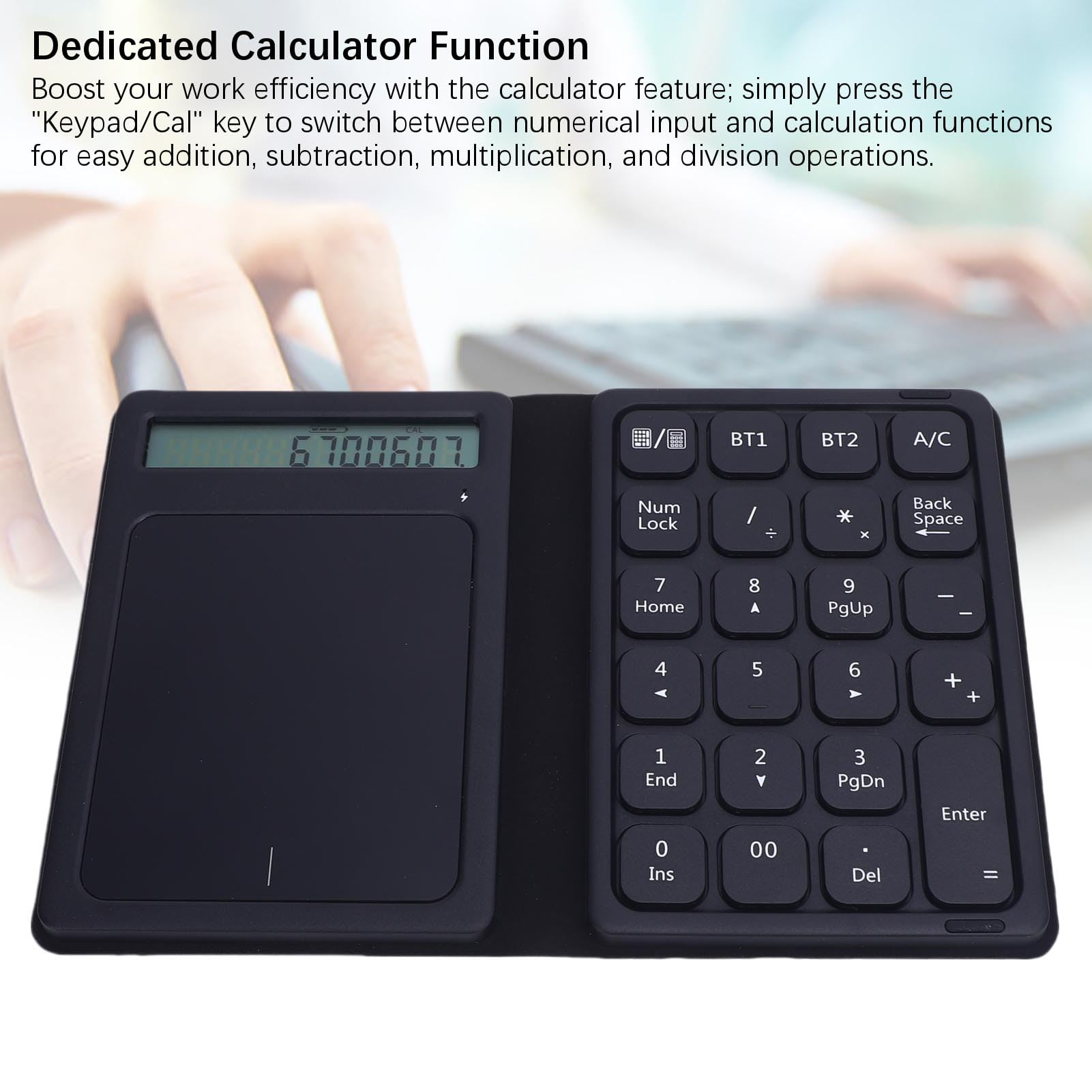 Annadue 3 w 1 Podkładka Numeru Bluetooth z Touchpad i Kalkulator, Składanie Bezprzewodowej Klawiatury Numerycznej 23 Klawisz