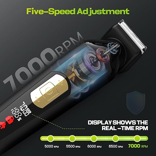 Miniatura 4 de Recortadora eléctrica de pelo corporal para hombres, hoja de cerámica multiángulo con pantalla LED y velocidad ajustable de 7000 RPM, kit de