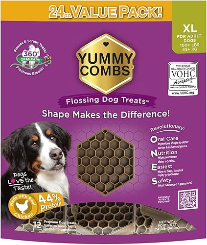Miniatura 9 de Yummy Combs Golosinas dentales para perros  Aprobado por veterinario VOHC  Deliciosas golosinas para perros para limpieza de dientes  Forma para