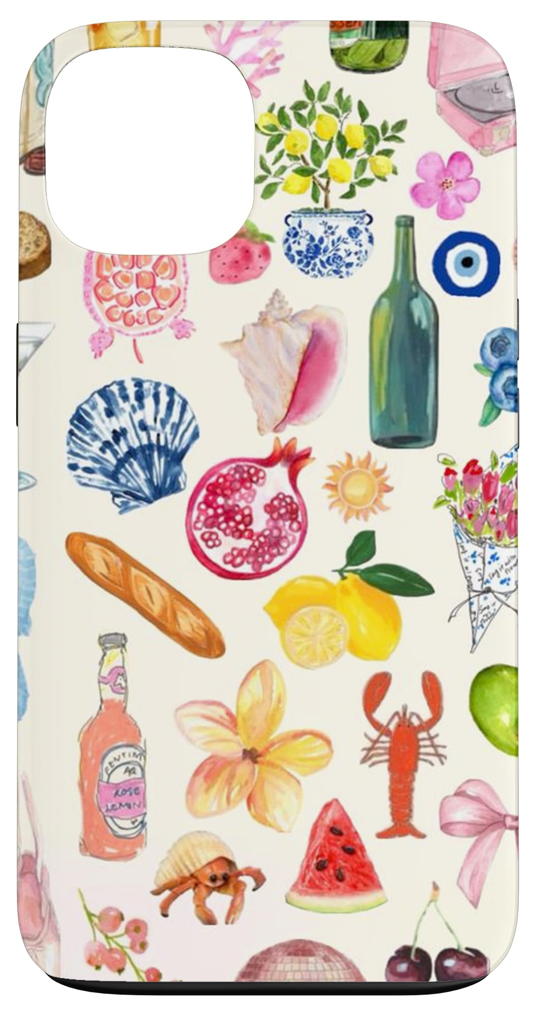 Aesthetic European Summer Italian Beach Fruit Collage Case for iPhone 13