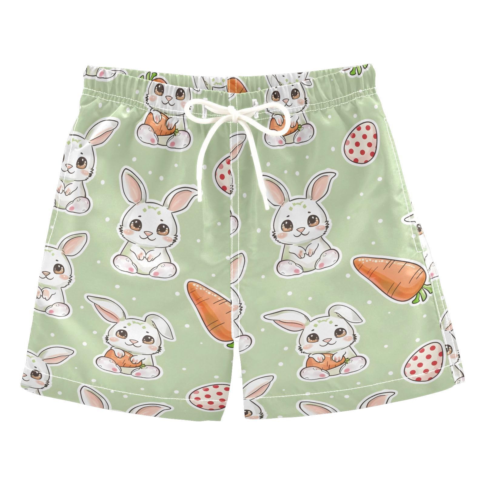 ALAZA Cute Rabbit Strawberry Polka Dot Boys Quick Dry Beach Board Shorts Kids Swim Trunks Bathing Suit Swimsuit 2T