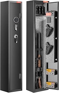 VEVOR Armoire à 3 Fusils 4 Pistolets en Acier Coffre-Fort pour Armes à Feu 2 Façons de Verrouillage Mot de Passe et 2 Clés Anti-Effraction Alarme Antivol et Mode Silencieux Domicile 25 x 22 x 132 cm
