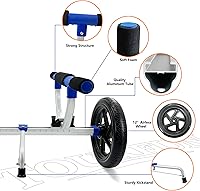 Vista 6 de Carrito de kayak, carrito de tabla de remo, carrito de kayak, canoa, dolly, SUP, portador con neumáticos sin aire