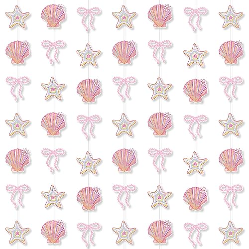 TaoBary 8 Pack Pink Bow Seashell Garland for Girl 6.56