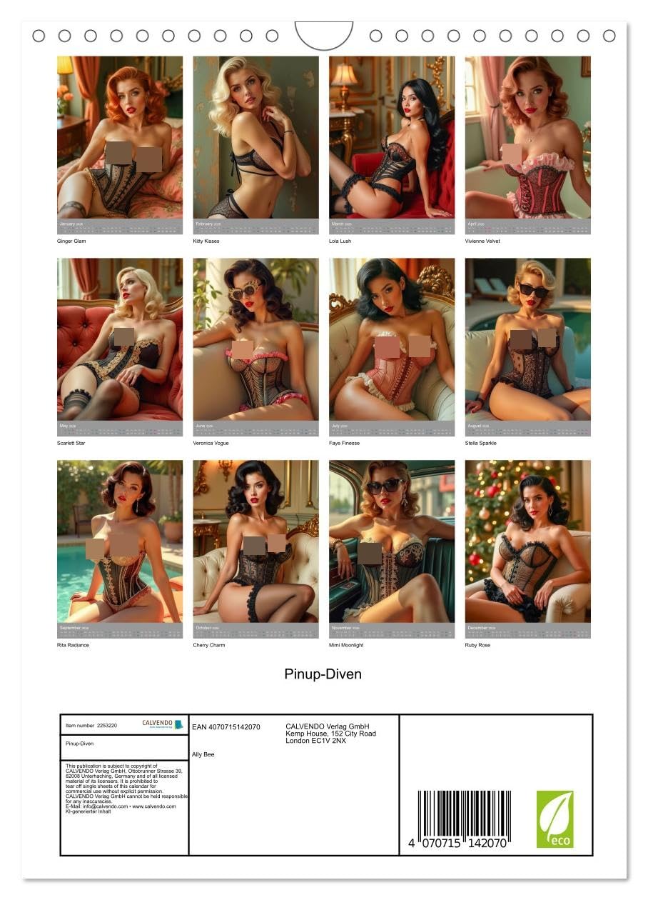 Pinup-Diven UK-Version (Wall Calendar 2026 DIN A4 Portrait), CALVENDO 12 Month Wall Calendar — image 1