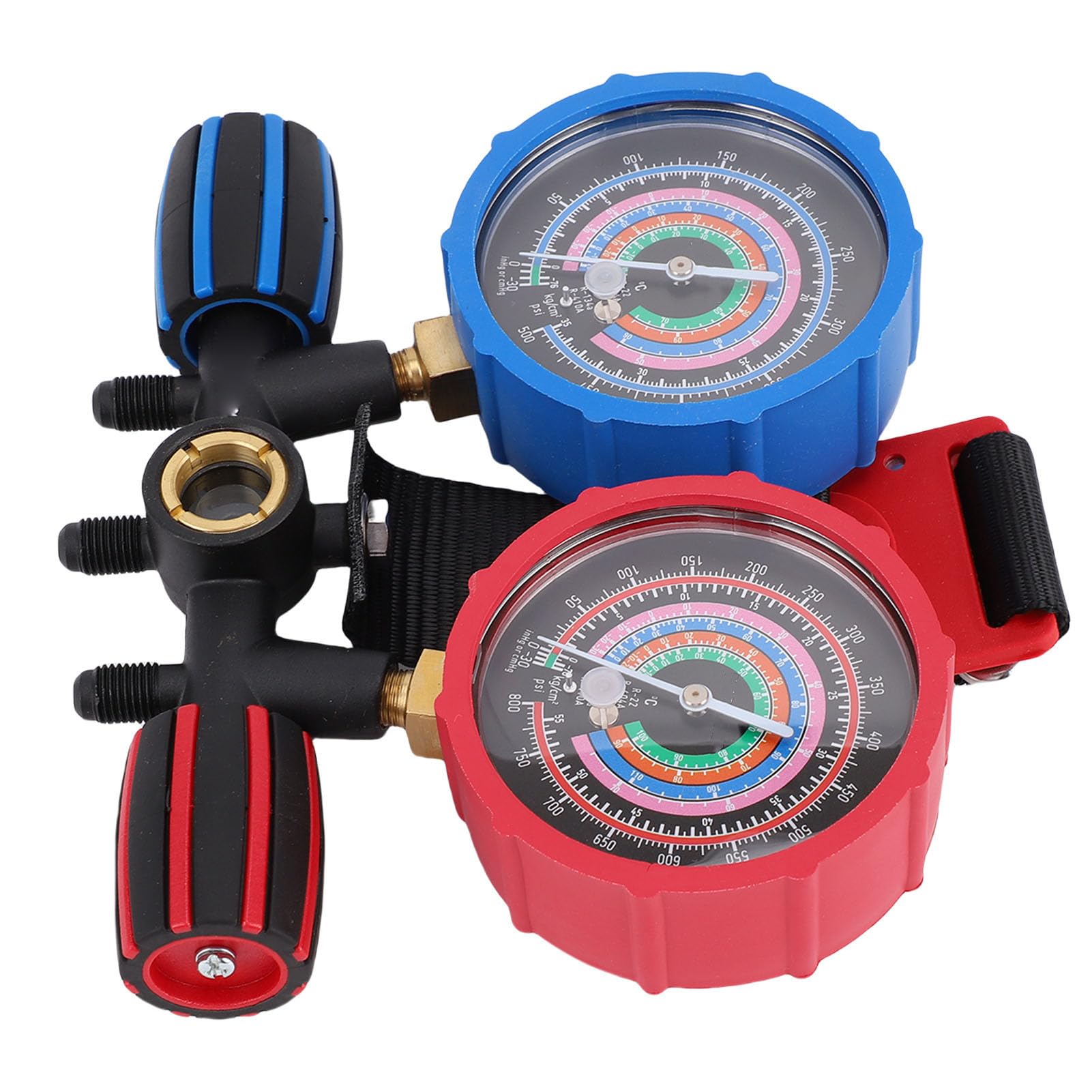 FTVOGUE HVAC Kältemittel Manometer Set, Aluminiumlegierung Messing Konstruktion, für R134 R22 R410A R404 Kühlmittel Befüllung und AC Diagnose