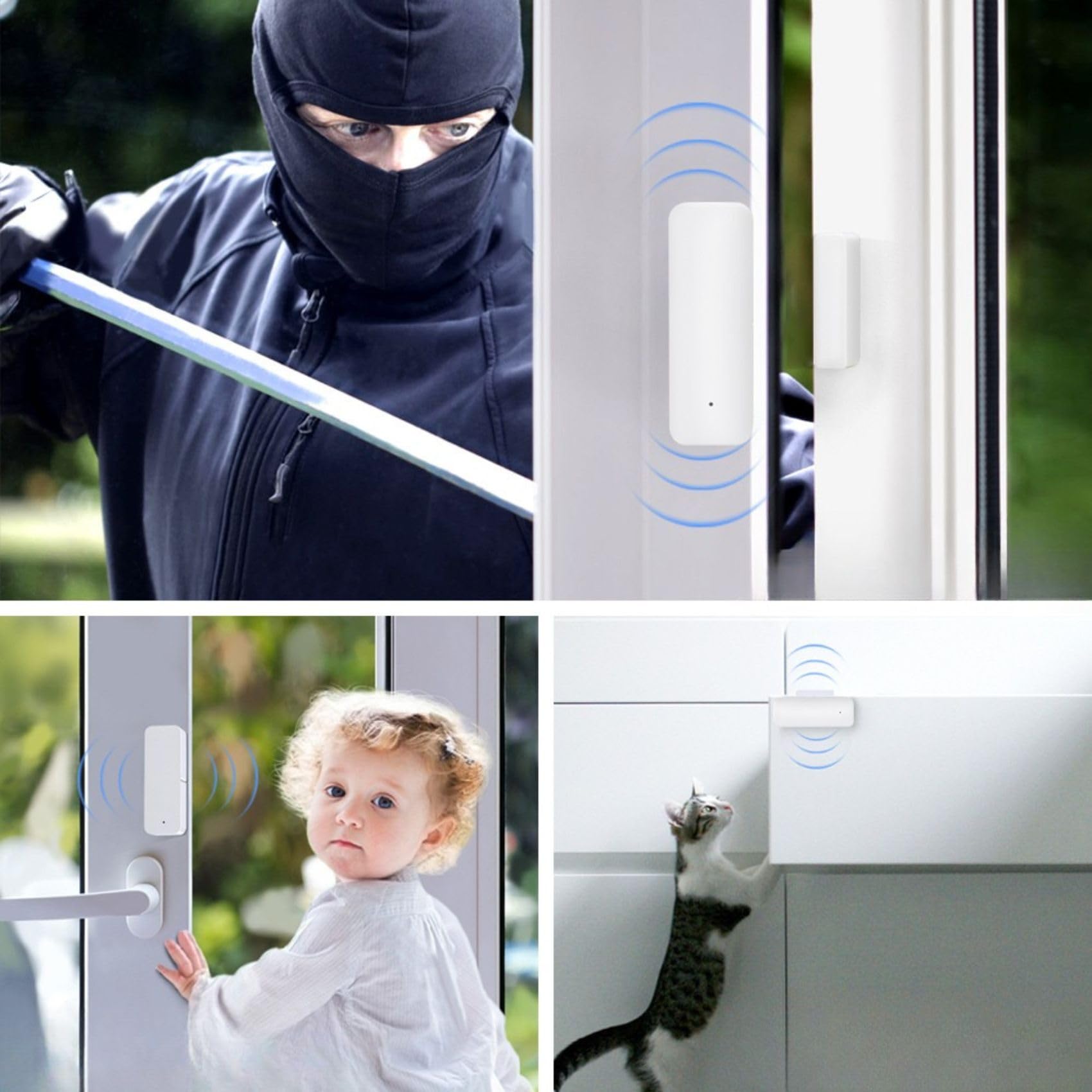 Sone Smart One Türsensor Alarm, Fenstersensor Drahtloser. Alarm in Echtzeit. WLAN WiFi Smart Life/Tuya App kompatibel mit Alexa/Google Home