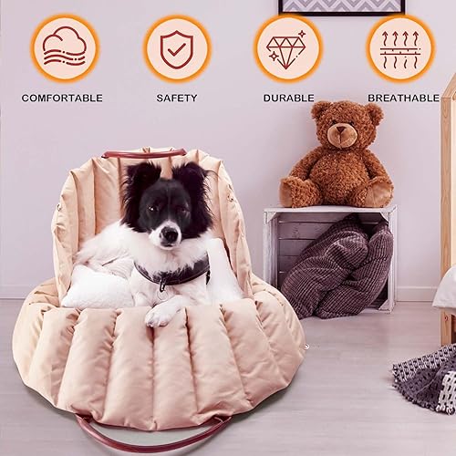 Miniatura 7 de Dog Car Seat 3-in-1 Dog Booster Car Seat Cat Carrier Bag Cat Bed for Small Dogs Cats Pet Car Seat with Pad and Straps for Dogs Cats Up to 20lbs
