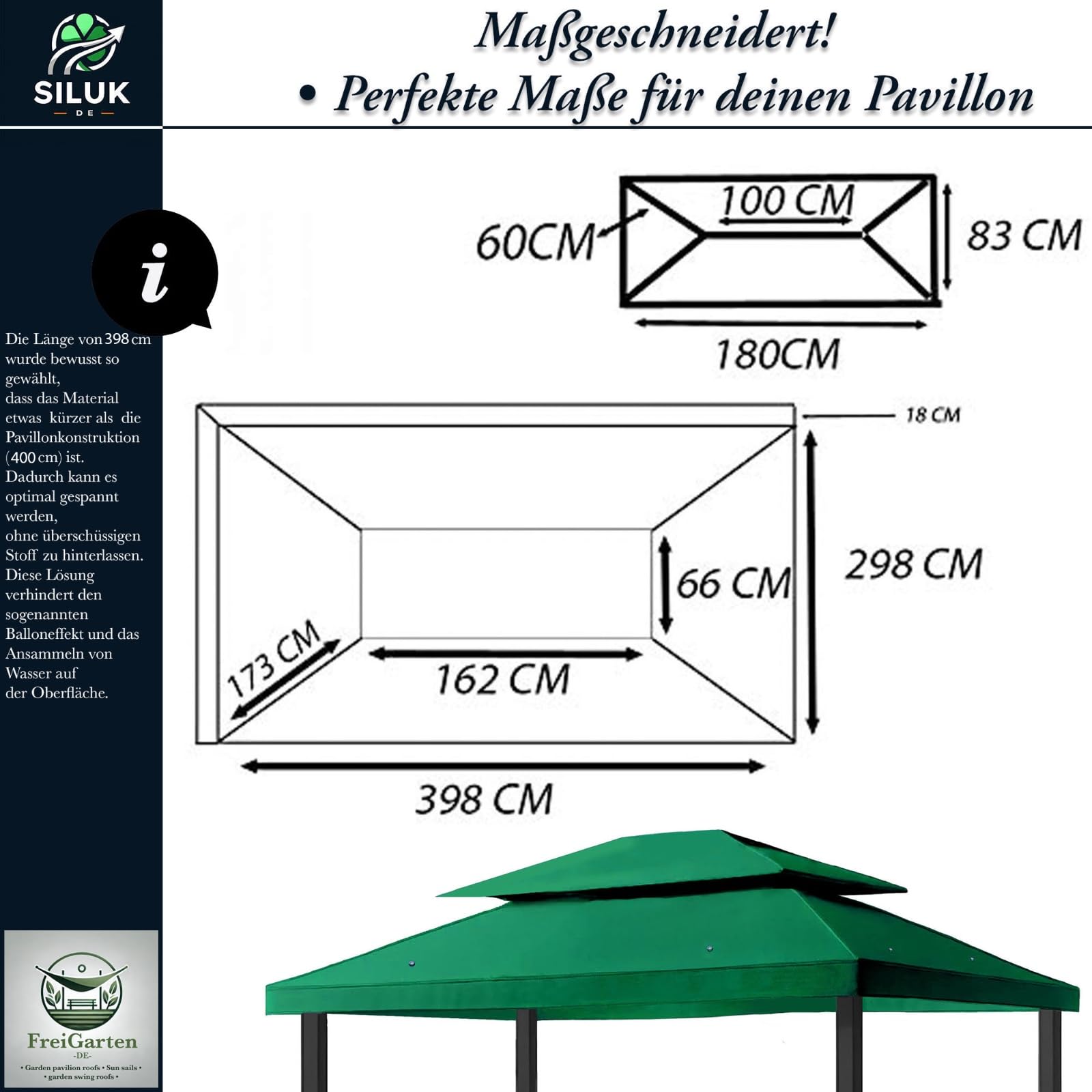 Tetto di ricambio per gazebo 3 x 4 m, impermeabile, materiale: PVC Panama Soft 370 g/m² ultra spesso, modello 5