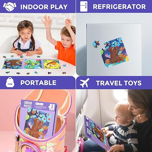 Miniatura 7 de Rompecabezas magnéticos para niños de 3 a 5 años, rompecabezas magnético de animales 3 en 1, rompecabezas de viaje para niños, juguete de