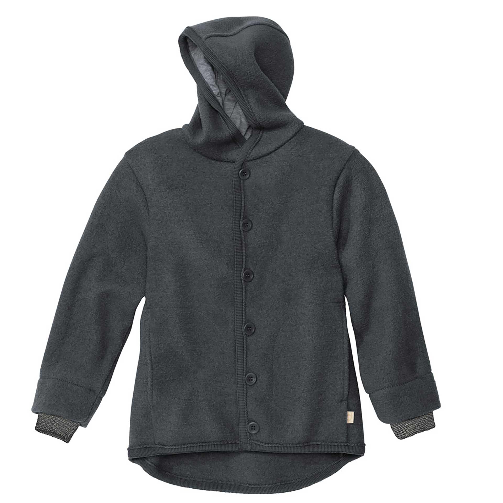 Disana Unisex Infant Charcoal Walk Jacket, 100% Organic Merino Wool Gots, Ivn Best | With Hood | Baby Toddler Child | Made In Germany, 74-80