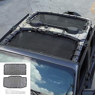 JeCar JLU Sun Shade Mesh Sunshade Provides UV Sun Protection for Jeep Wrangler 2018-2021 JL Unlimited 4 Door Front & Rear, 2 Pieces