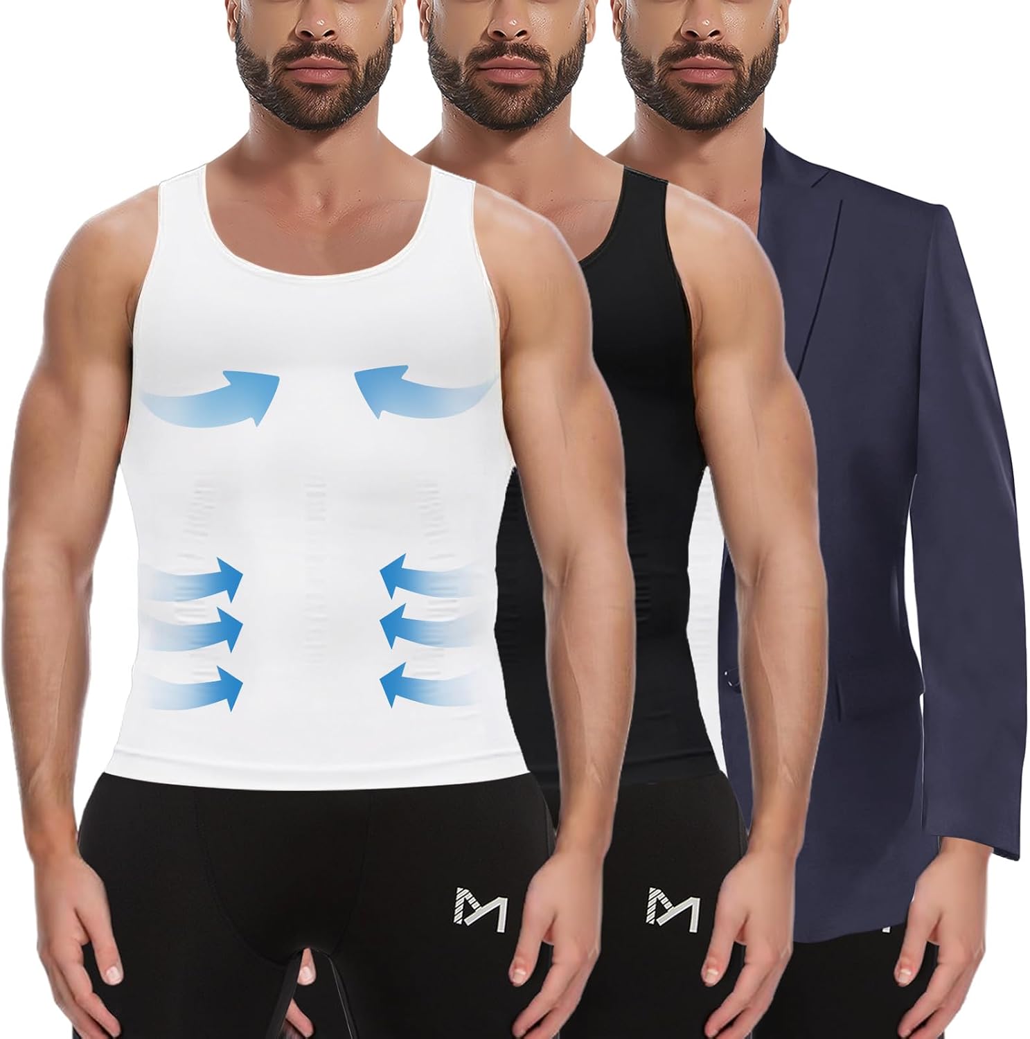 MEETYOO Mens Compression Shirt Slimming Undershirt for Men Shapewear Gynecomastia Compression Shirt Men Body Shaper