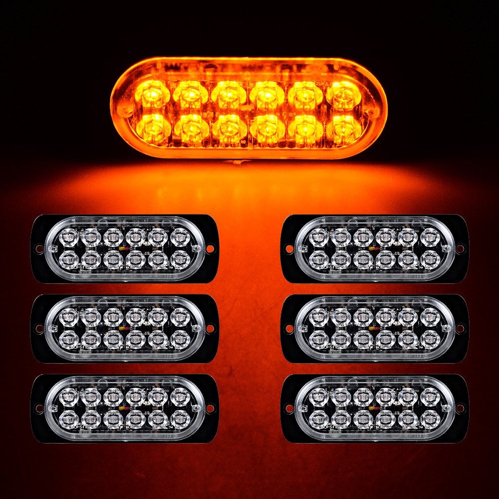 Surface Mount Amber 36W 12-LED Warning Emergency Flashing Strobe Light Bar 12V-24V