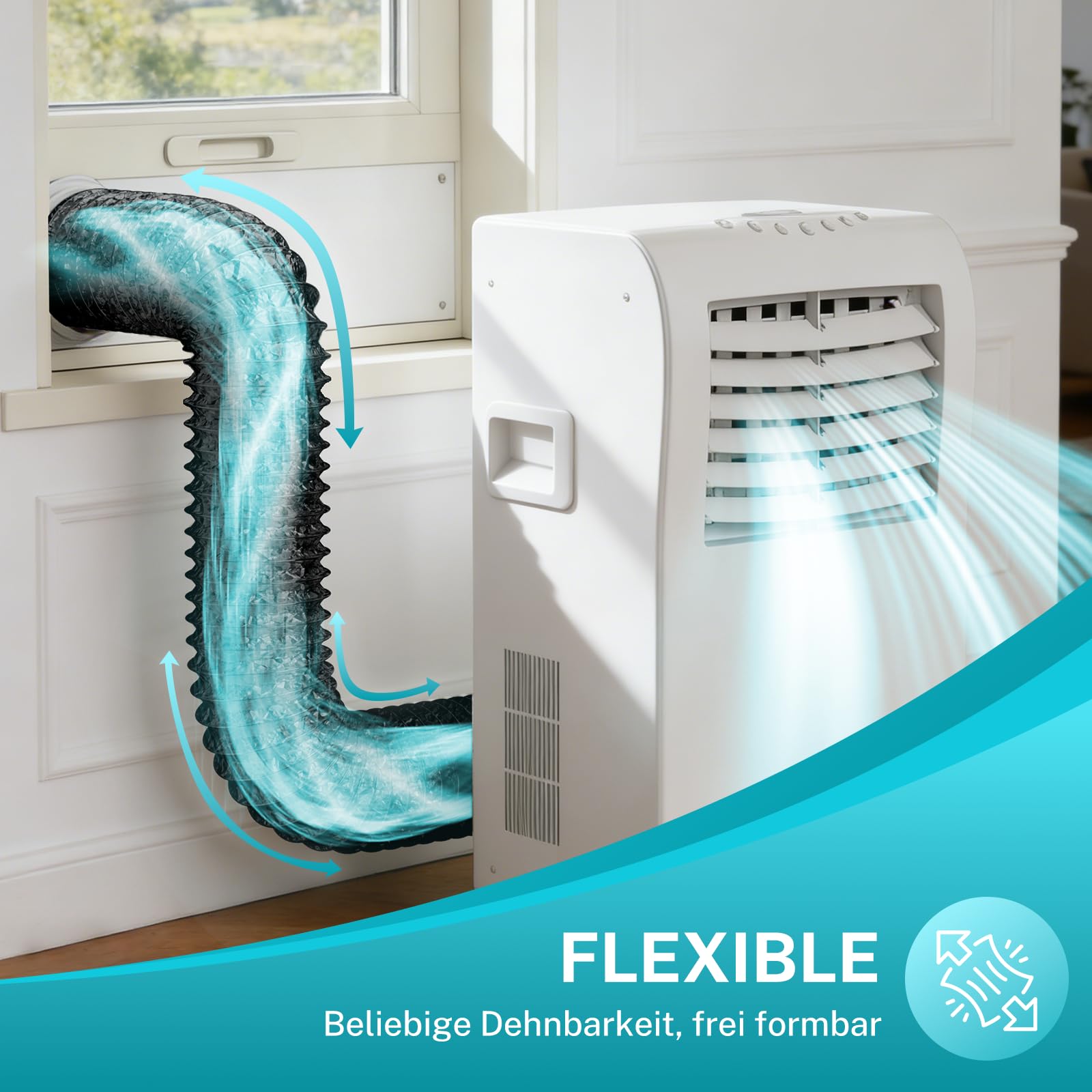 HG Power Tuyau en aluminium de 150 mm de longueur de 2 m renforcé et flexible avec 2 colliers de serrage pour hotte aspirante, ventilateur de tuyau, sèche-linge, climatisation, noir