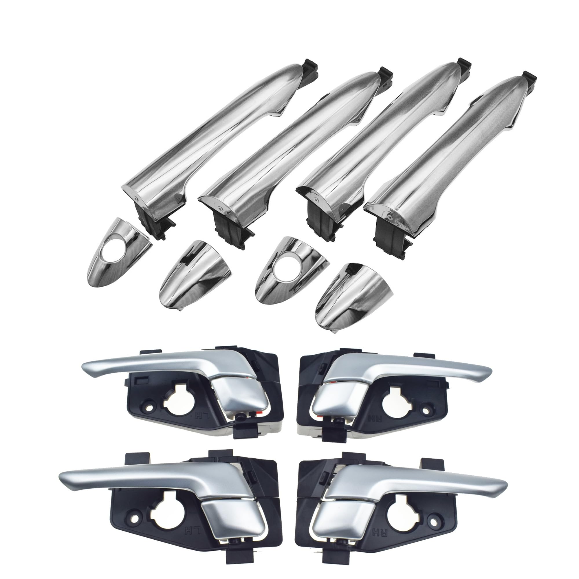Hguvsjd One Color Car Exterior Door Handles For Kia For Picanto For Morning 2011-2016 Exterior & Silver Interior Door Handle Front Rear Left Right Driver Passenger 8Pcs